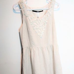 Kensie 100% Linen Floral Neckline Dress Size M